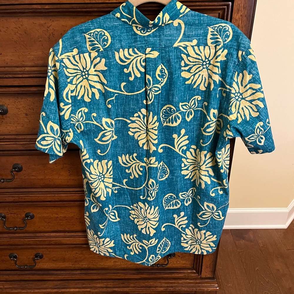 Reyn Spooner Teal and Cream Floral Shirt